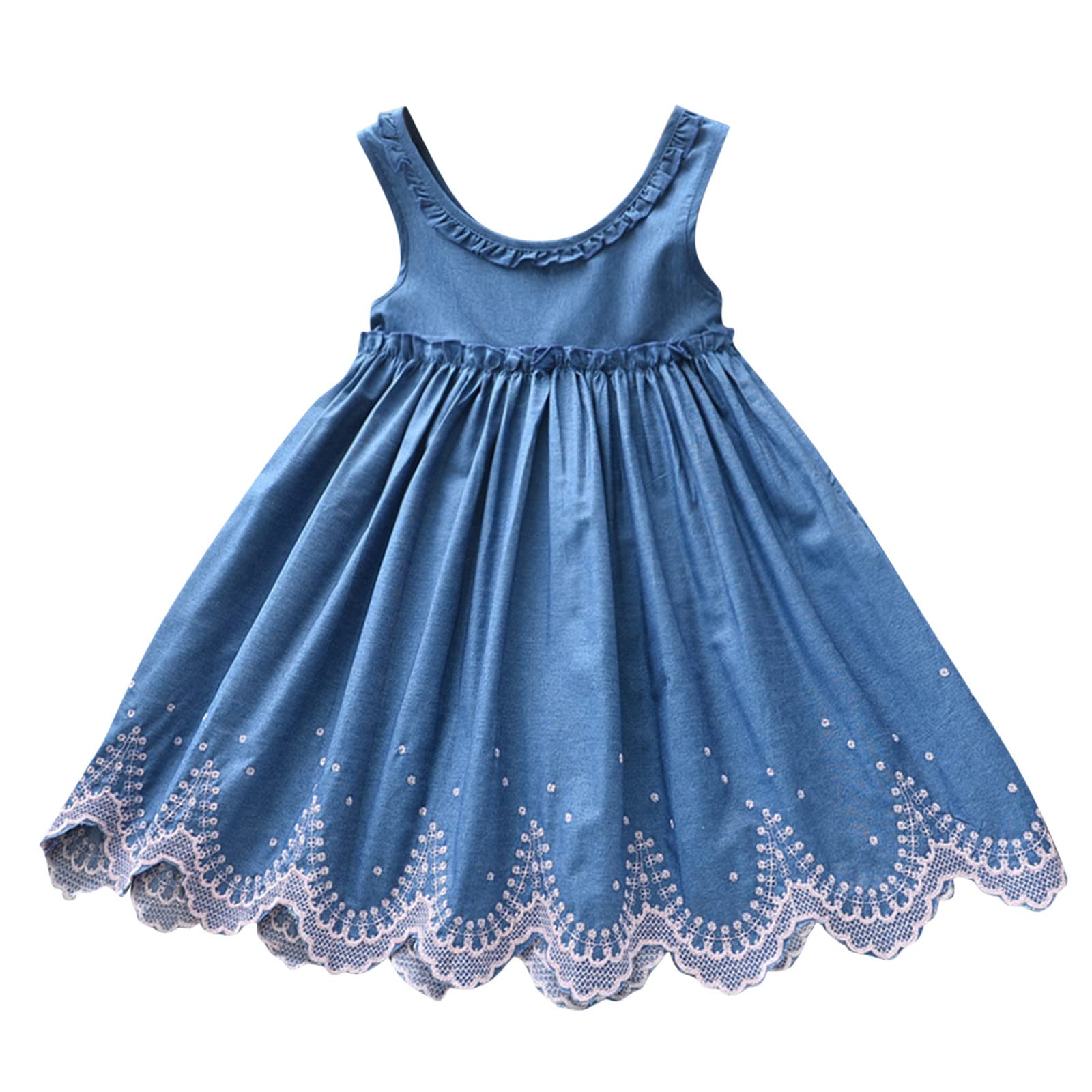 Princess Lace Denim Dress for Baby & Little Girls - Casual Sleeveless Outfit for Parties, Photos & Everyday Play