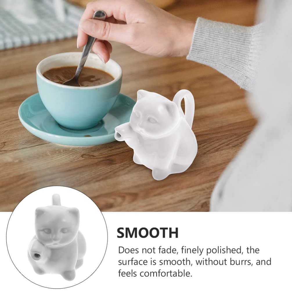 Cute Cat-Shaped Ceramic Creamer Pitcher Set - 2Pcs 50ml Milk Jug & Oil Vinegar Dispenser for Coffee, Tea, Soy Sauce - Perfect for Home, Cafe, and Kitchen Decor