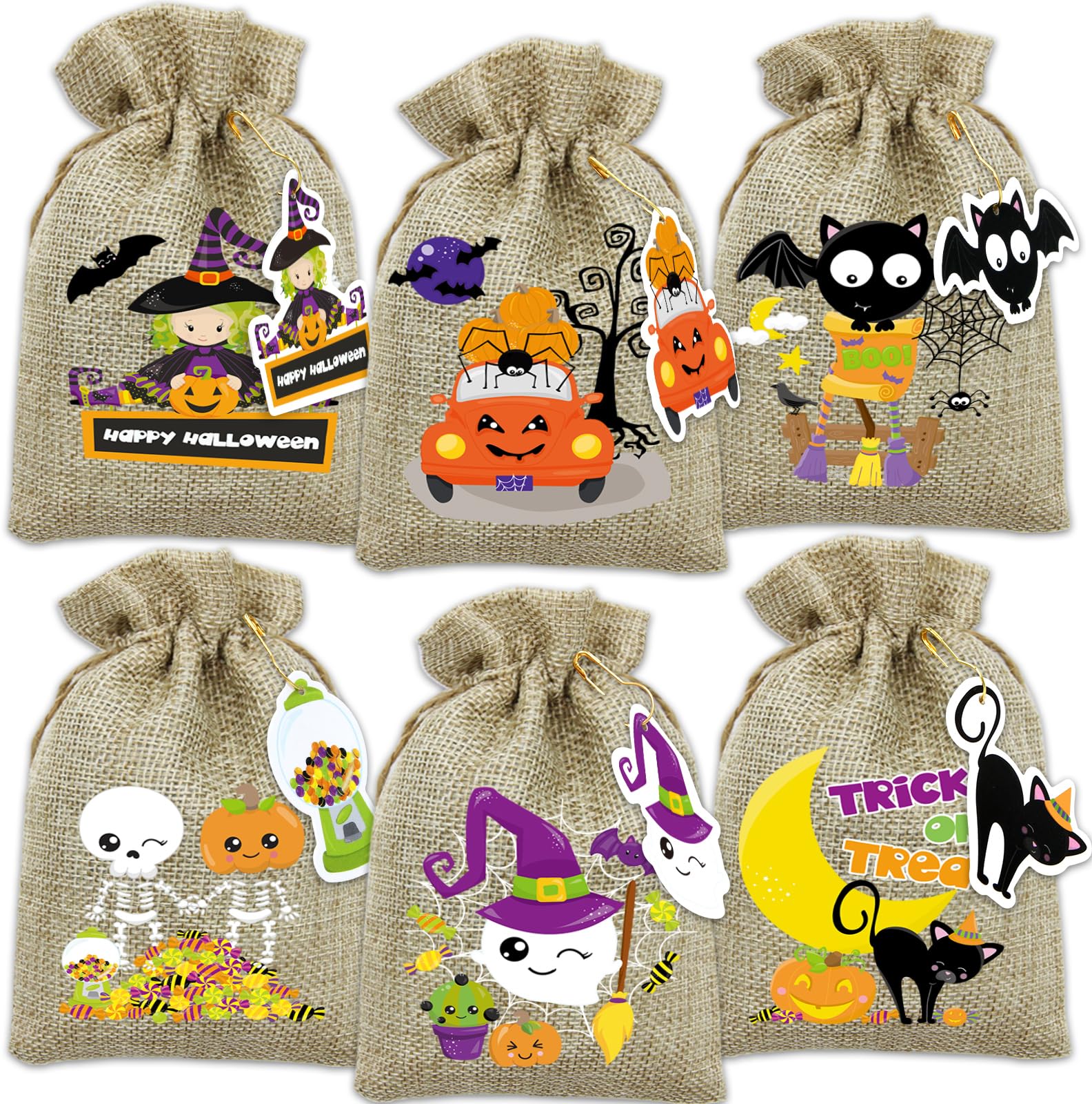 Halloween Burlap Candy Bags 24PCS - 4