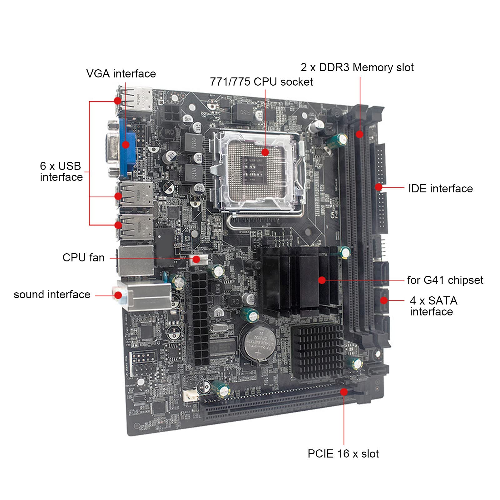 PENO Desktop Motherboard - DDR3 x2 Slots, ATX Form Factor for PC Builds & Upgrades | Ideal for Gaming, Office & Home Computers