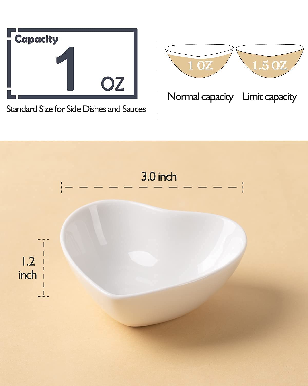 Delling Heart Porcelain Dessert Plates - 7.3 Inch White Appetizer Plates, Set of 12 - Perfect for Salads, Small Dishes, Soy Sauce, and Party Serving - Elegant Tableware for Restaurants, Weddings, and Home Dining