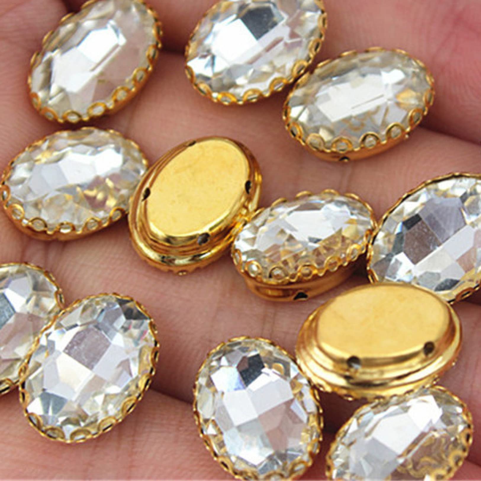 30pcs DIY Mixed Shape Clear Glass Sew-on Claw Rhinestones for Wedding Dresses, Costumes & DIY Crafts - Perfect for Bridal Accessories, Cosplay and Jewelry Making