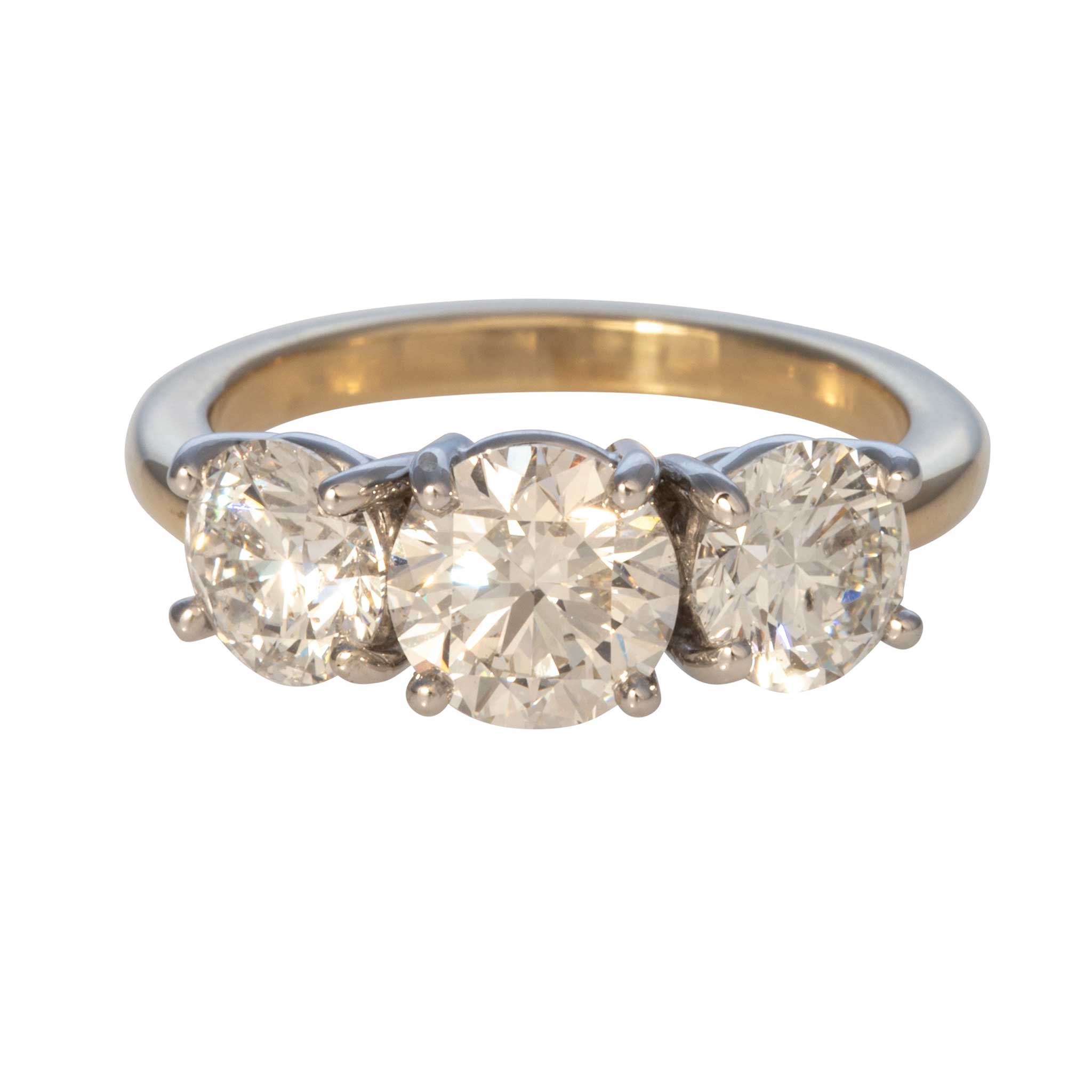 2.64ctw Round Brilliant Cut Diamond Three Stone 14K Gold Engagement Ring for Women - Perfect for Proposals, Anniversaries & Special Occasions
