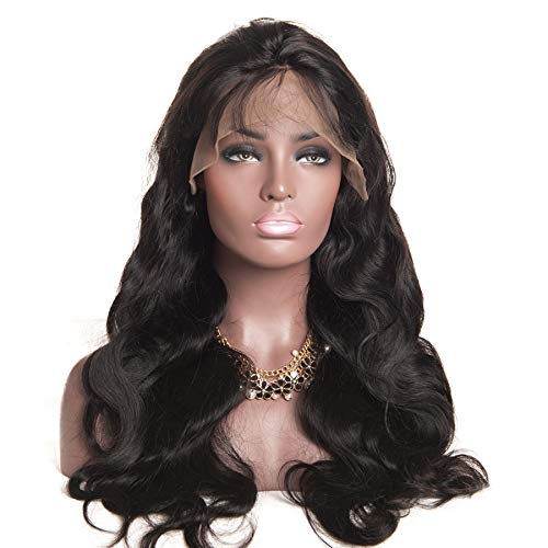 28 Inch Human Hair Full Lace Wig for Women - 180% Density Body Wave #1B Natural Black - Middle Size Cap - Soft & Affordable Wigs for Daily Wear, Cosplay, and Special Occasions