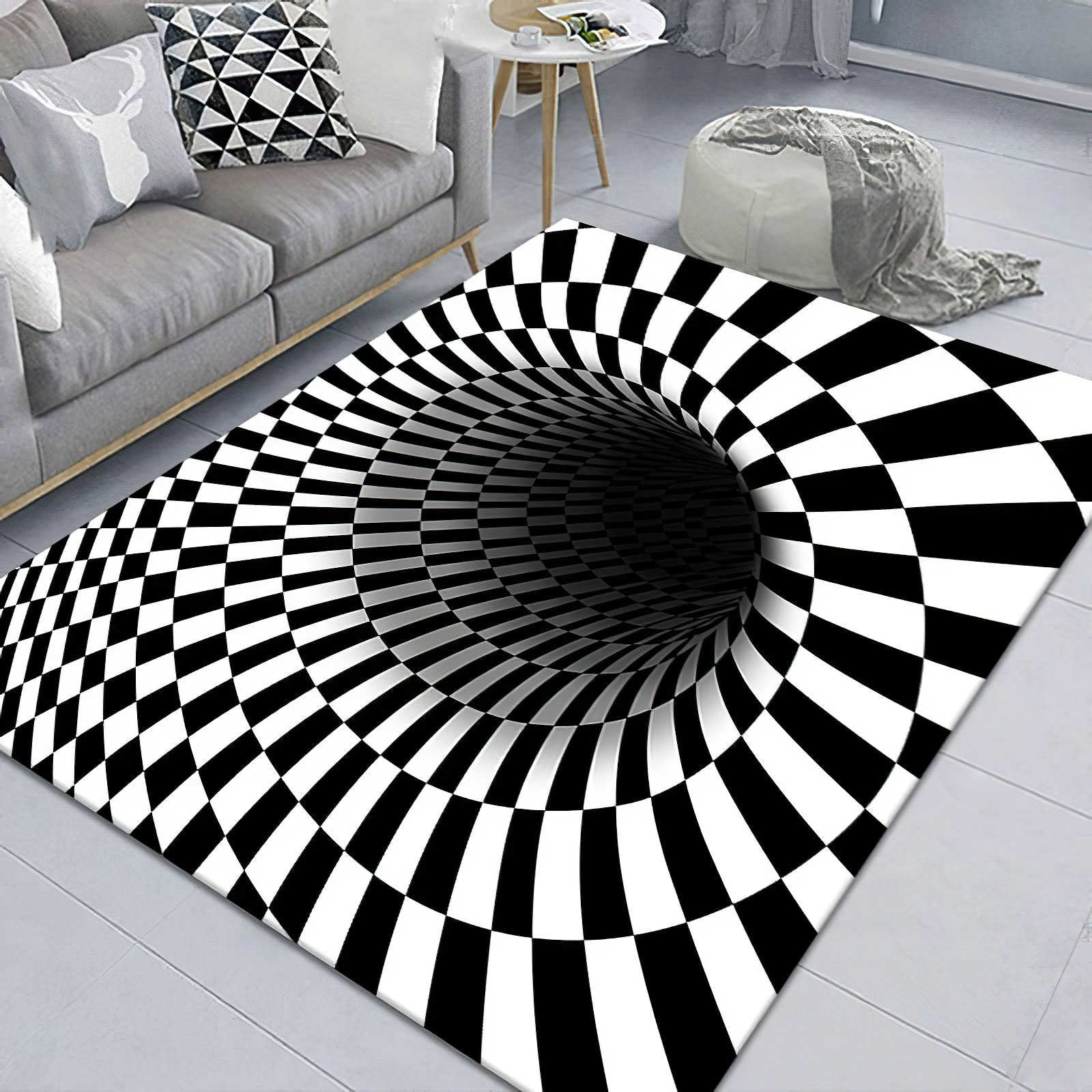 GMMDXD 3D Horror Clown Sewer Manhole Cover Carpet - Non-Slip Floor Mat for Living Room, Bedroom, Halloween Decoration (Color B) | Scary Home Decor, Party Props & Photo Backdrop