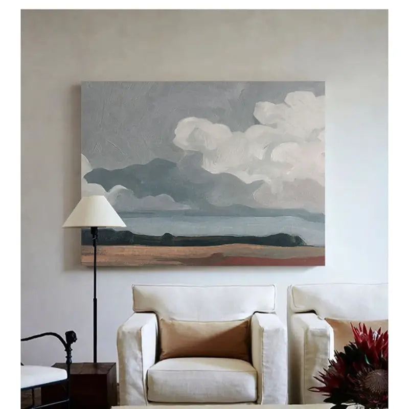 Ocean and Sky Painting #OS 021 - Handmade Wall Art for Home Decor, Office, Living Room & Bedroom - Coastal Landscape Artwork for Beach House & Modern Interior Design