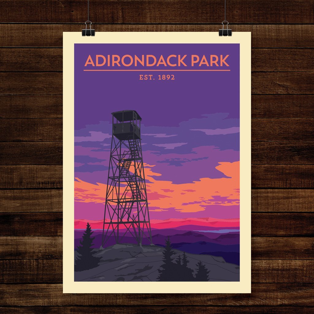 Vintage Print Wall Art | Adirondack Park Landscape Poster | Perfect for Home Decor, Office & Cabin Wall Decorations