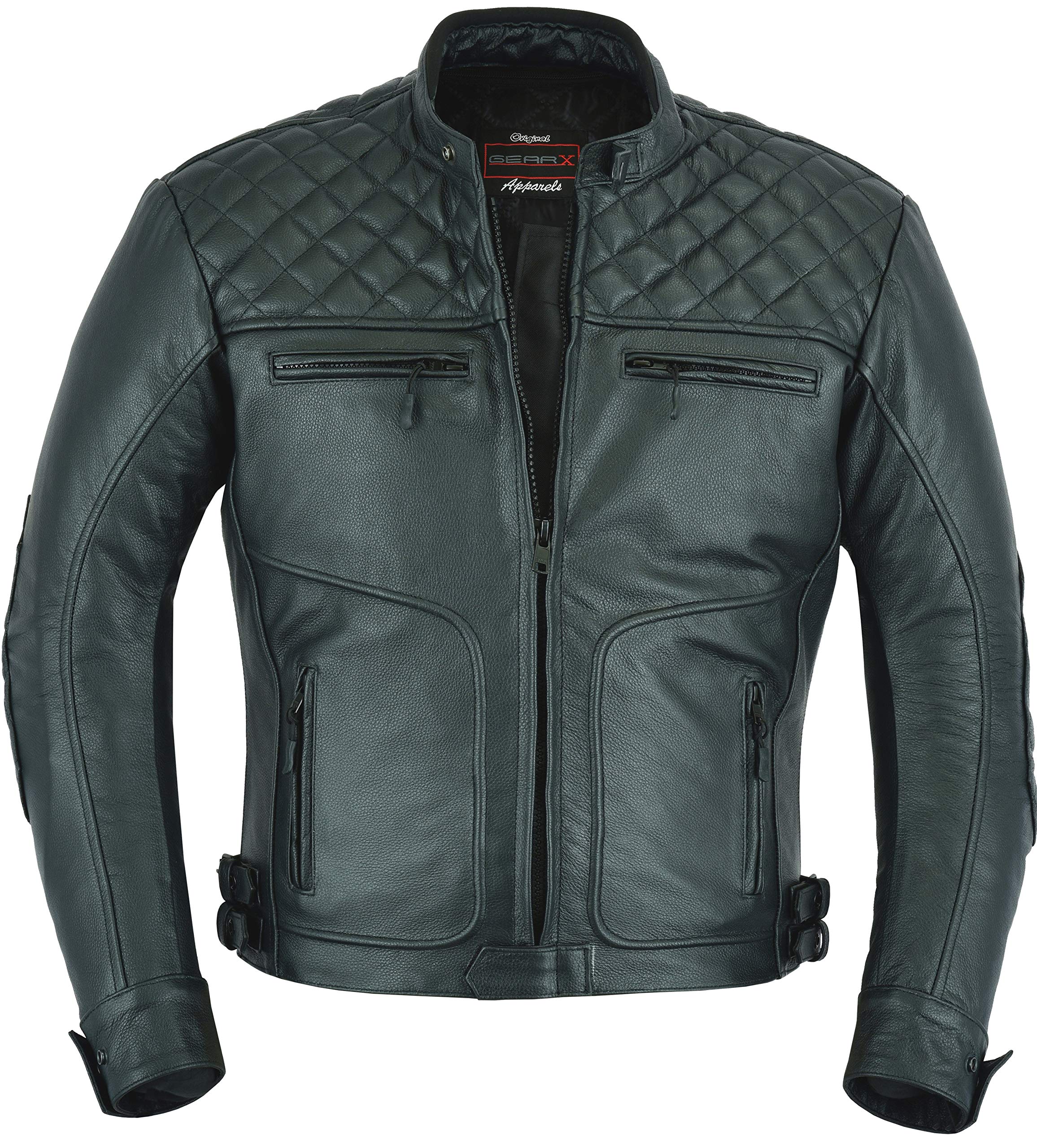 Real Leather Motorcycle Jacket with Classic Buckles - Stylish & Protective Biker Gear for Men & Women | Perfect for Riding, Commuting & Outdoor Adventures