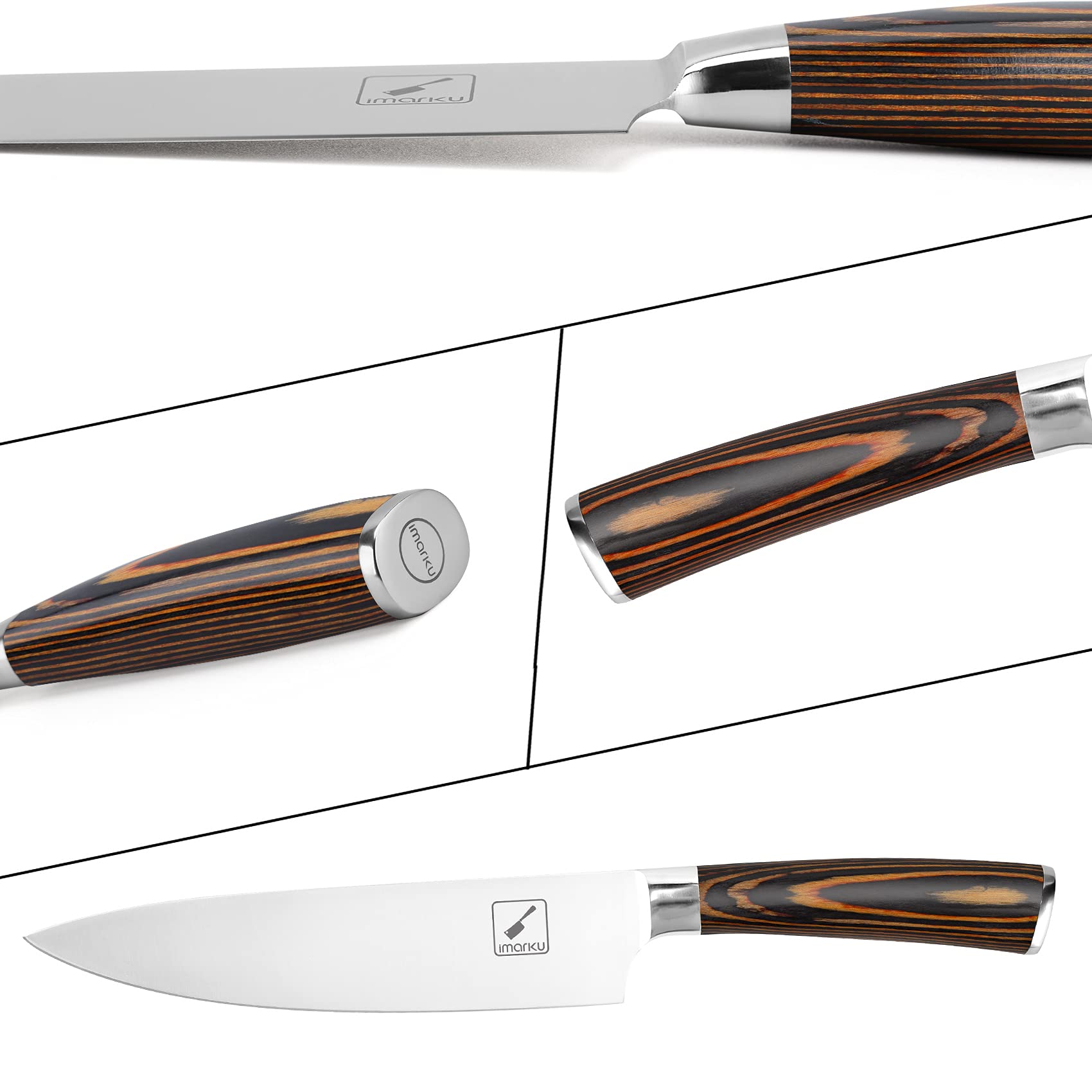 **Imarku 8 Inch Japanese Chef Knife - Professional Kitchen Knife with SUS440A Stainless Steel Blade, Ergonomic Orange Handle - Perfect for Slicing, Dicing & Chopping - Ideal Gift for Home Cooks & Culinary Enthusiasts**