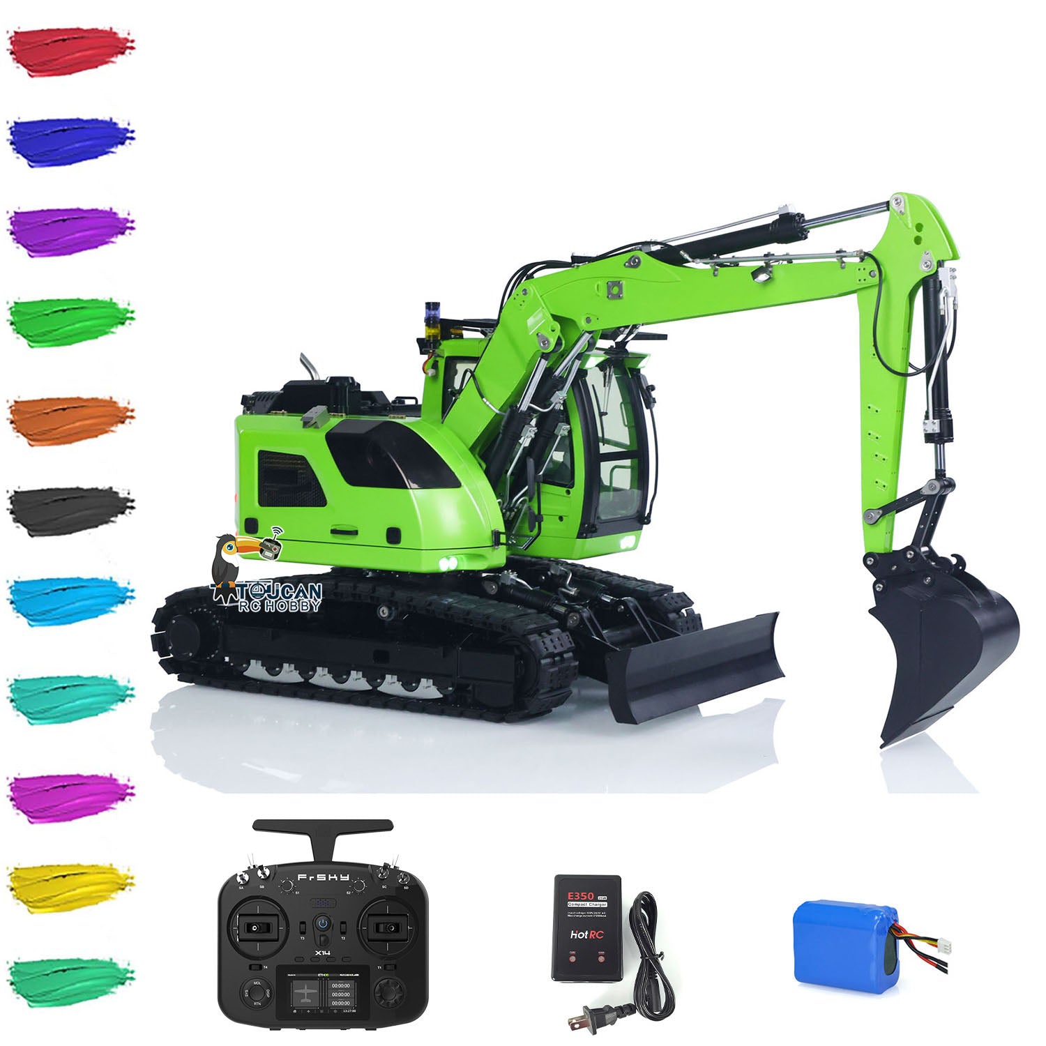 1/14 Scale RC Hydraulic Excavator Toy - LR 914 5-Way Valve Electric Digger Model with Frsky X14 Radio & Battery - Construction Vehicle for Kids & Adults | Perfect for Outdoor Play, Construction Simulation & Hobby Collection