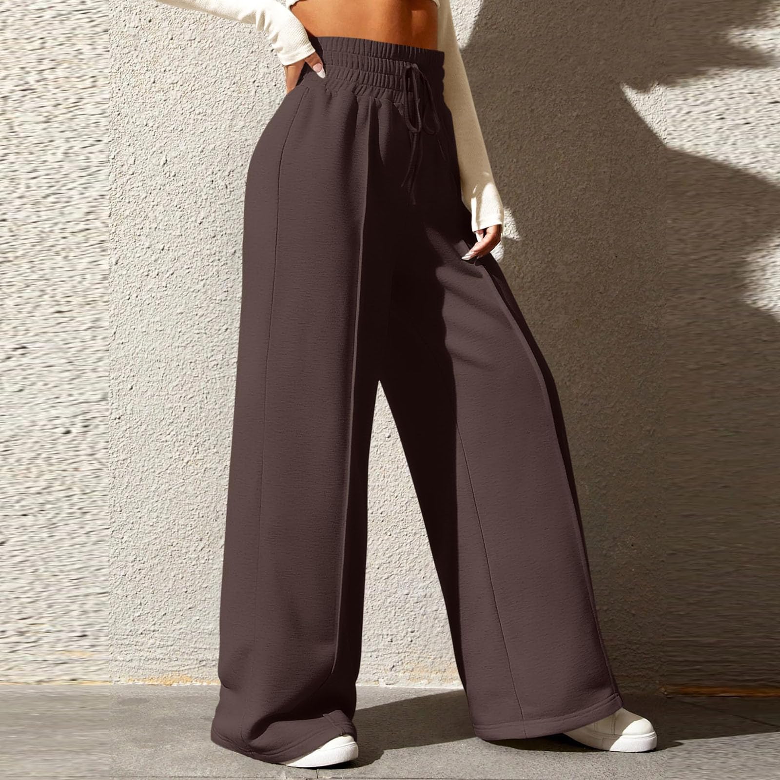 Women's High Waisted Wide Leg Sweatpants - Elastic Drawstring Lounge Pants with Pockets | Comfortable Joggers for Yoga, Running & Casual Wear