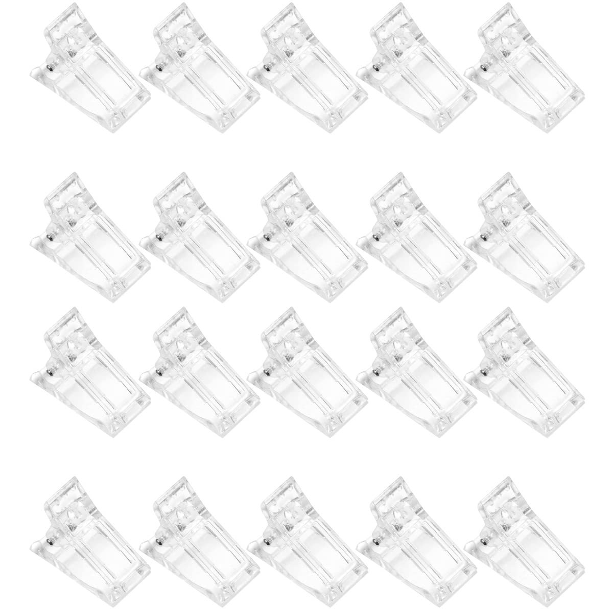 20 Pcs Nail Extension Clips - Crystal Clear Plastic Nail Tip Clamps for Quick Building & Lengthening | Professional Manicure Tools for Salon & Home Use | DIY Nail Art Accessories