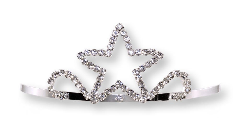 #12039 Single Star Tiara - Elegant Silver Rhinestone Bridal Hair Accessory for Weddings, Prom, Pageants & Special Occasions