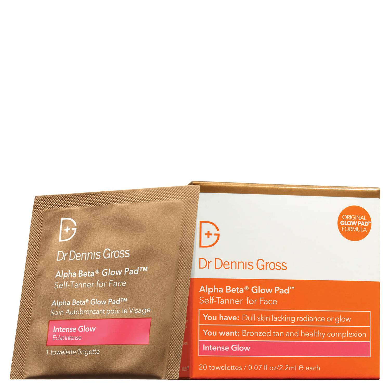 Alpha Beta Glow Pads - Self Tanner for Face with Intense Glow, 20 Packettes | Natural Sunless Tanning for Face & Body | Perfect for Pre-Vacation Prep & Daily Glow Boost