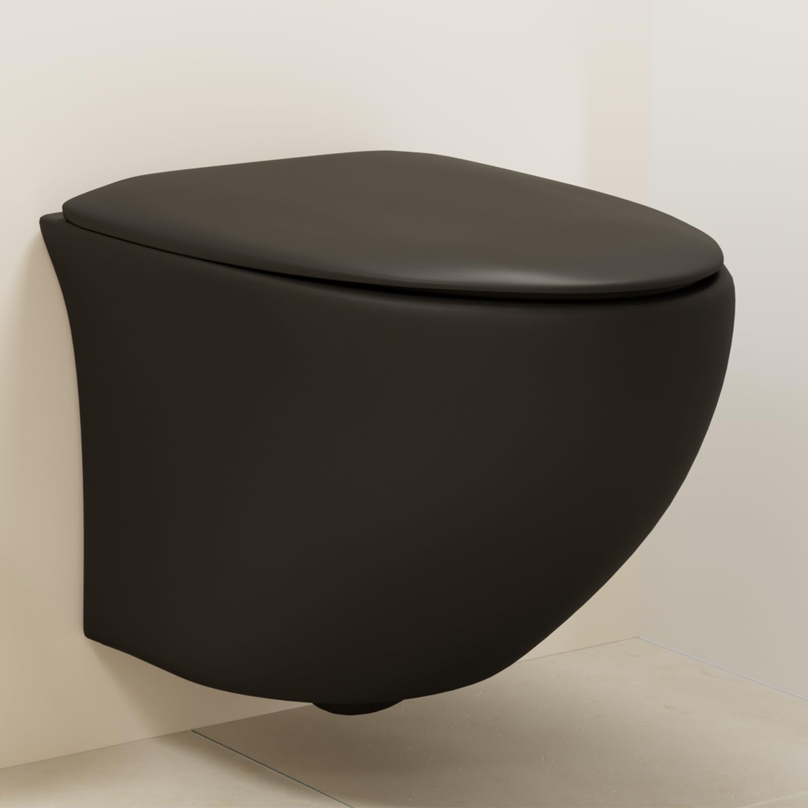 Wall Mounted Toilet Bowl - Elongated One Piece Wall Hung Toilet with Soft Close Seat, Adjustable Height for Modern Bathrooms | Perfect for Small Spaces, Luxury Homes & Commercial Use
