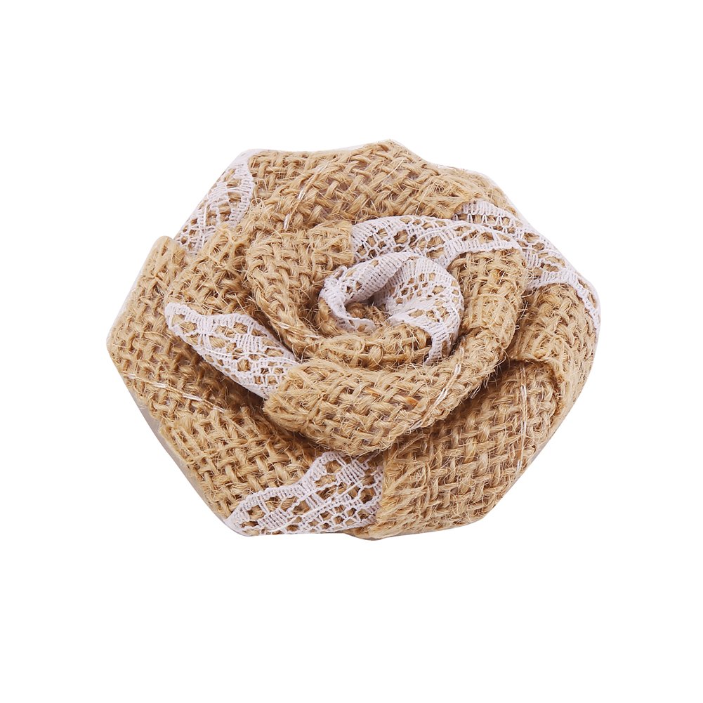 12-Piece Burlap Rose Flowers Set - Rustic Wedding Decor, DIY Craft Supplies for Bouquets, Centerpieces, and Home Decorations