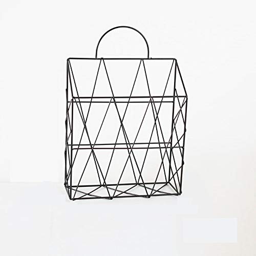 1 Pcs Black Metal Wall Mounted Newspaper Storage Basket - Hanging Magazine Holder & Book Shelf Organizer for Bathroom, Living Room, Office - Space Saving Home Furniture Storage Solution