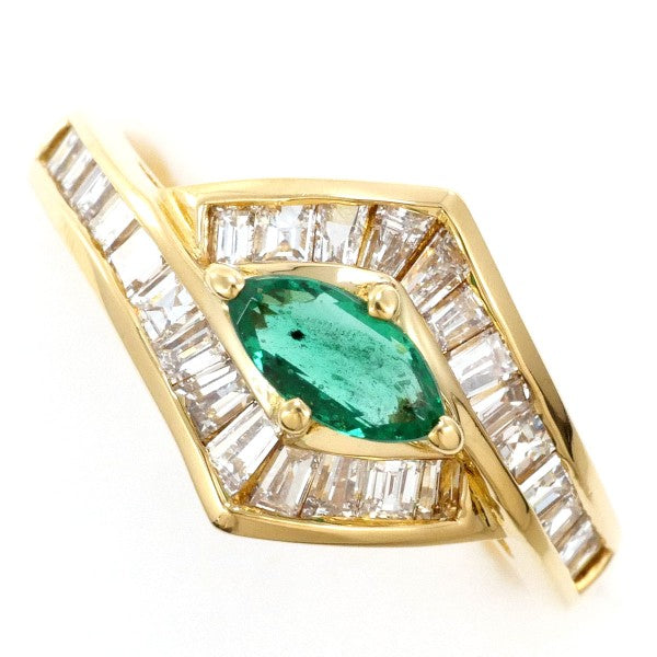 18K Yellow Gold Emerald and Diamond Ring for Women - Elegant Vintage Style Jewelry for Engagement, Wedding, Anniversary & Special Occasions