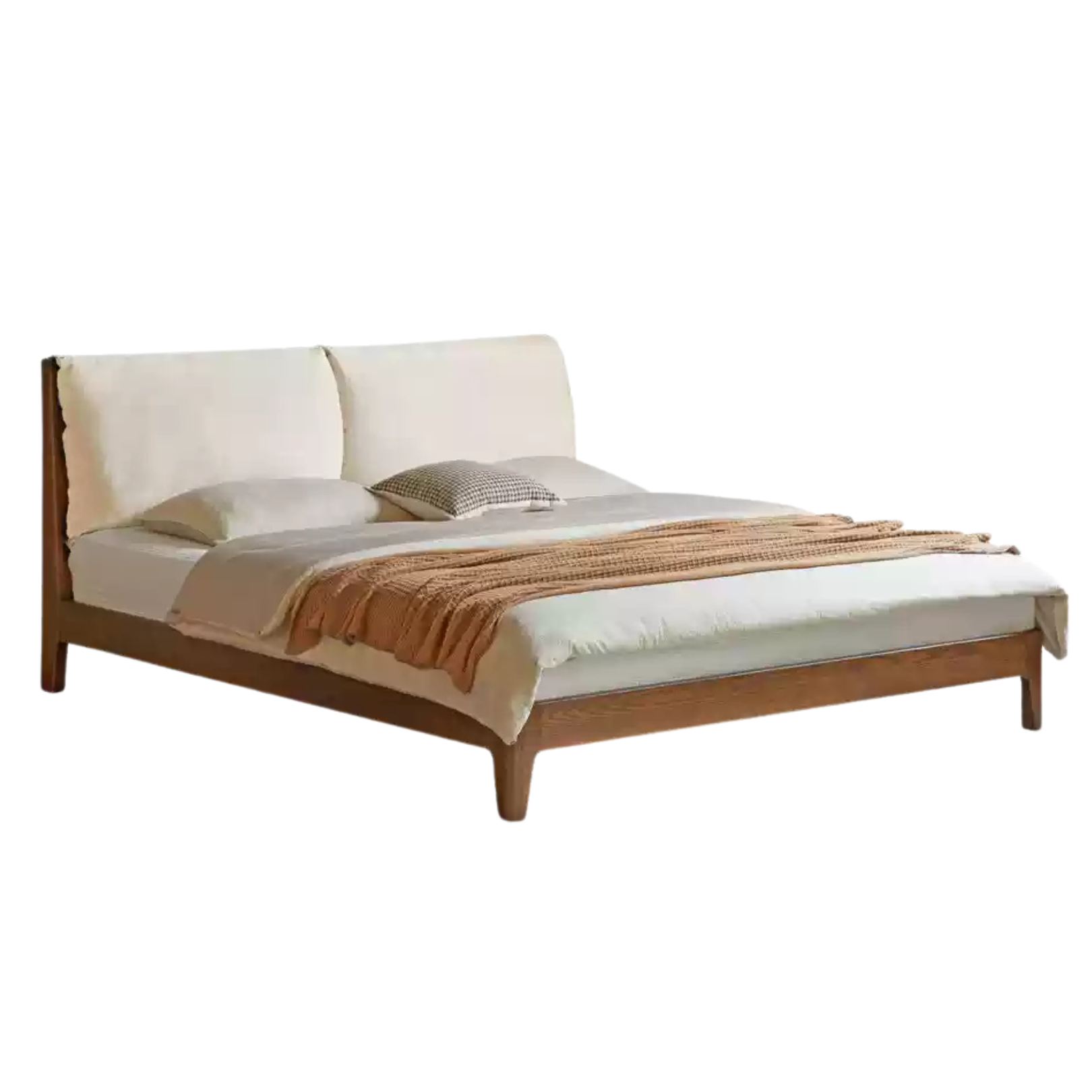Walnut color Soft Bed Ecological Cloud Skin Chrysanthemum Core White