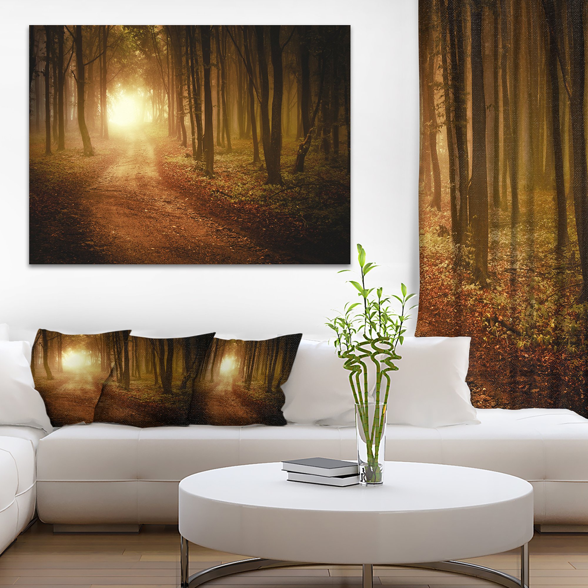 Foggy Forest Sunrise Landscape Photography Canvas Print - Nature Wall Art for Living Room, Bedroom & Office Decor