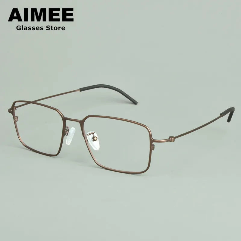 Aimee Unisex Full Rim Square Titanium Eyeglasses Frame 15502 - Lightweight Durable Glasses for Men & Women - Perfect for Reading, Work, and Daily Wear