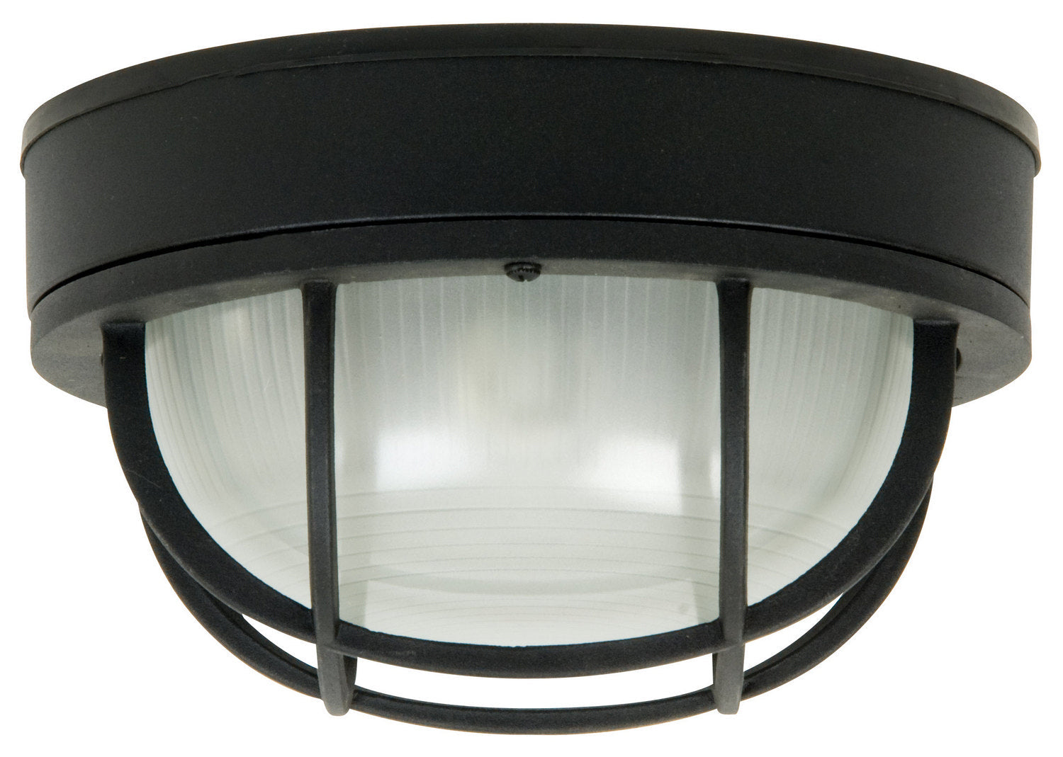 Textured Black Bulkheads Oval & Round One Light Flushmount Ceiling Fixture - Perfect for Hallway, Bedroom or Bathroom Lighting