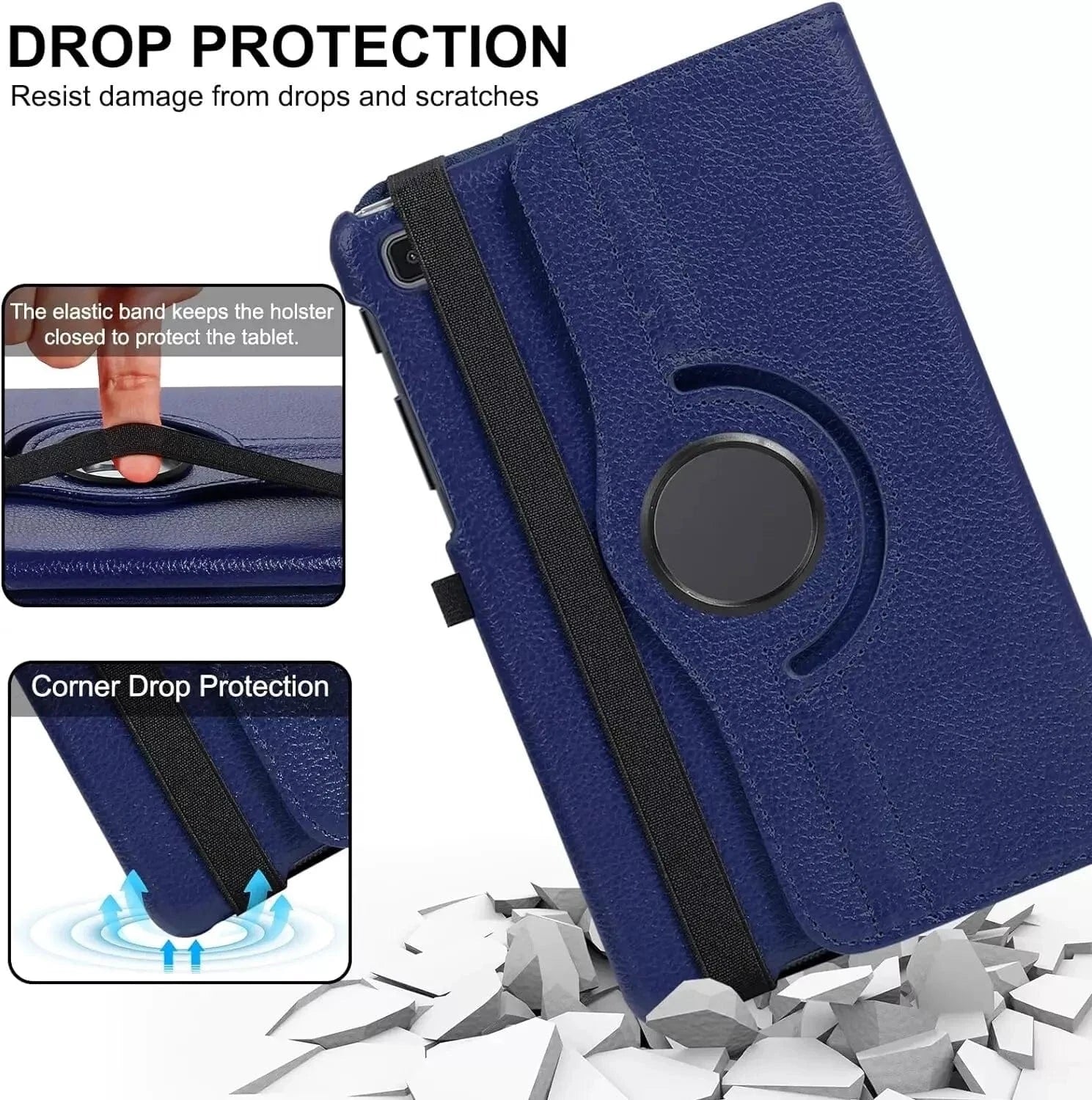 360° Rotating Genuine Leather Smart Case Cover for iPad Air 3 (3rd Generation) 10.5 Inch - Blue | Slim Protective Stand Case with Auto Sleep/Wake | Perfect for Work, Travel & Home Use