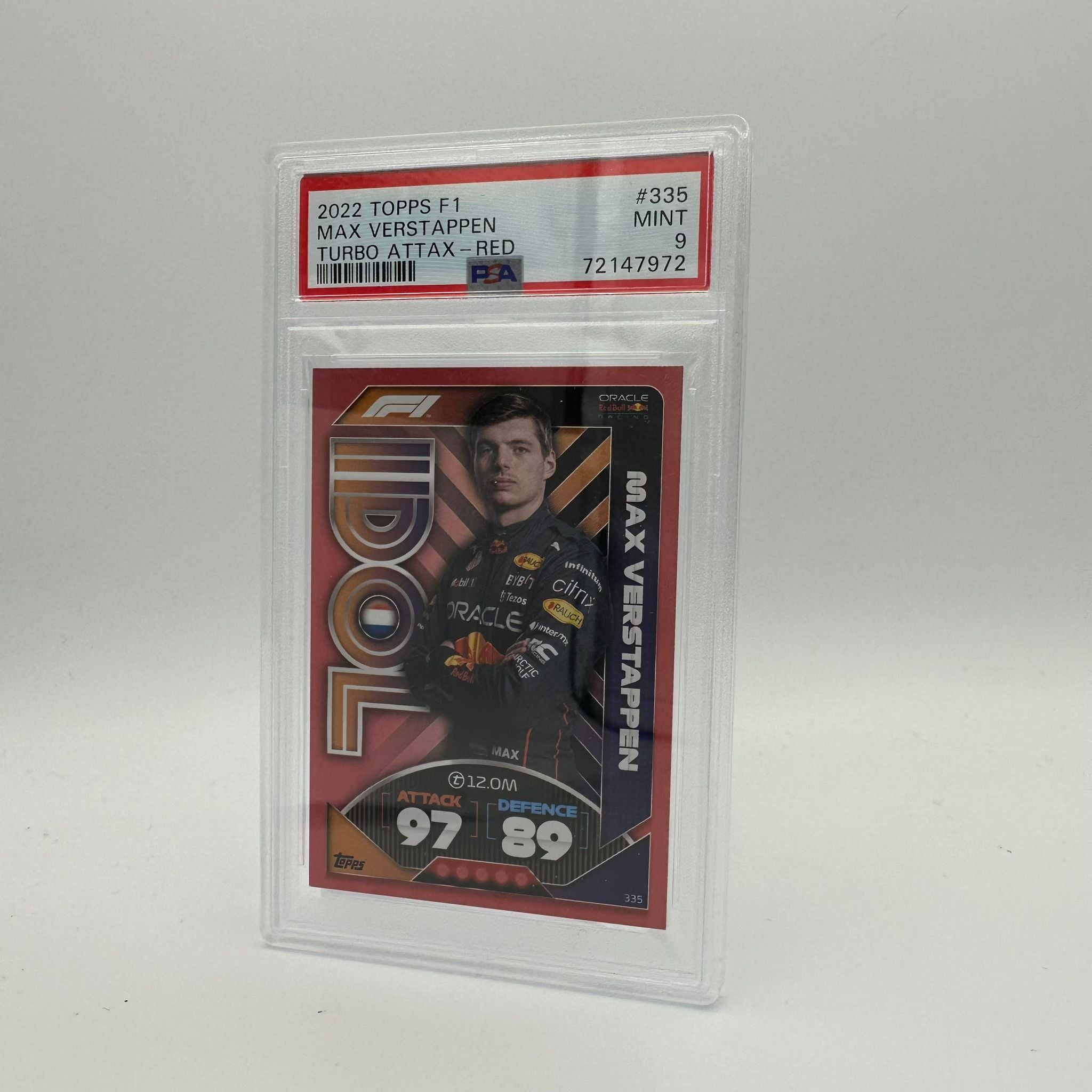PSA 9 Graded Max Verstappen #335 Idol Mirror Red 67/500 - 2021 F1 Racing Collectible Card for Display & Investment