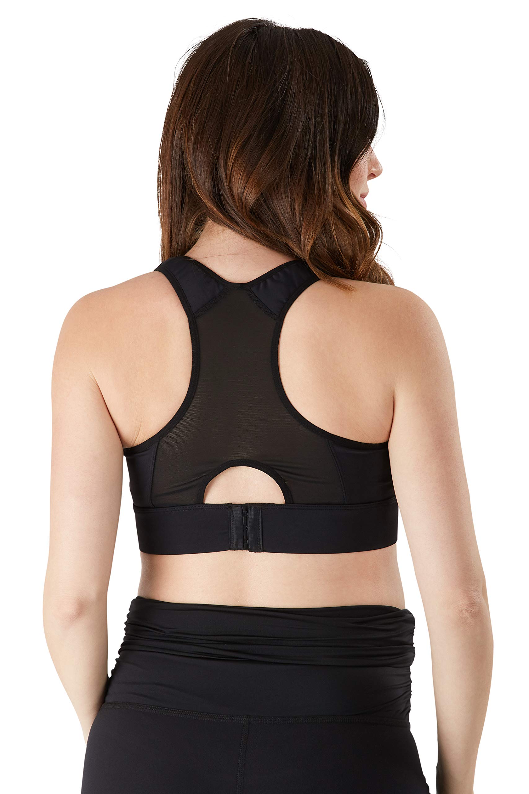 Belly Bandit Active Support Nursing Sports Bra - Medium Black - Comfortable Maternity Bra for Breastfeeding & Postpartum Workouts
