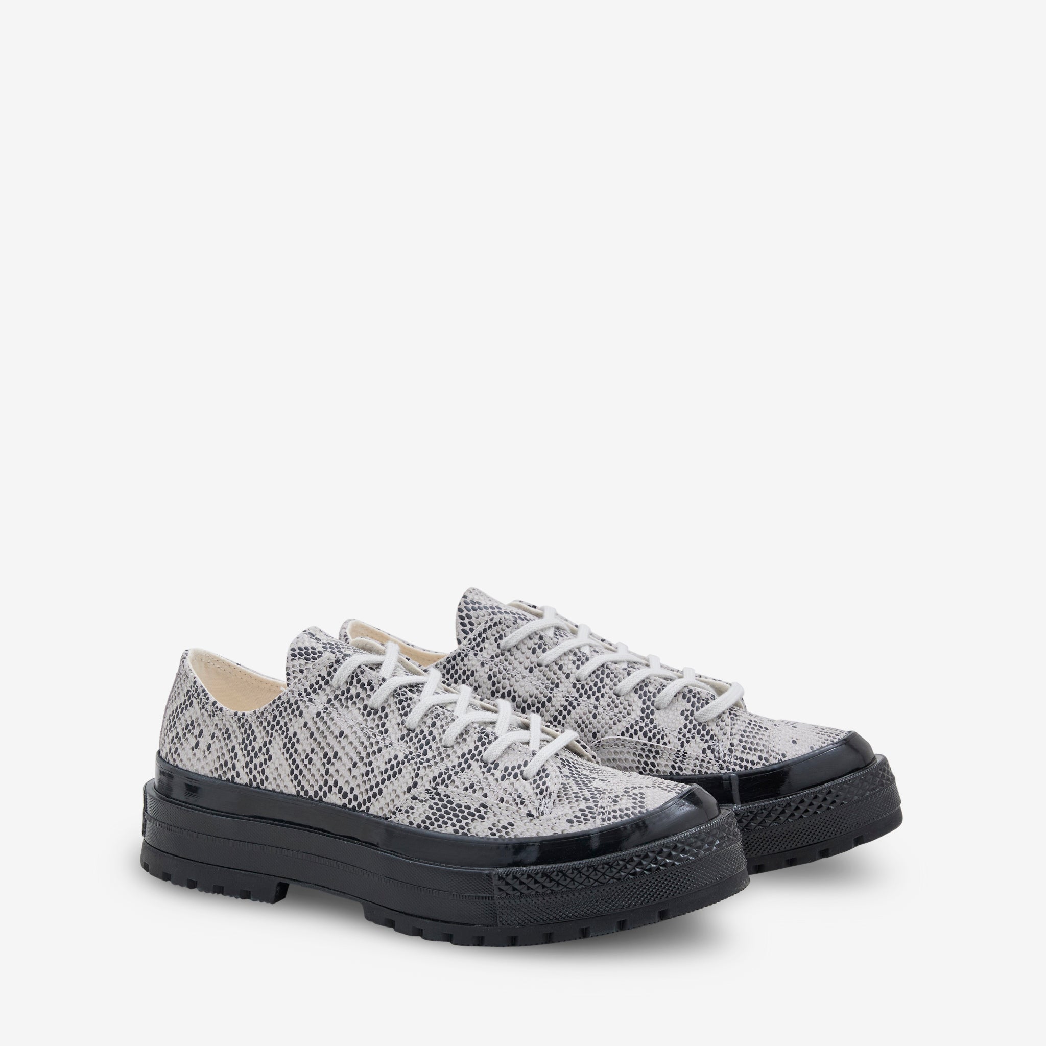 Chuck '70 Formal Suede Snake Print Low Top Sneakers in Barely Grey & Black | Vintage Style Casual Shoes for Men & Women | Perfect for Streetwear, Office & Everyday Outfits