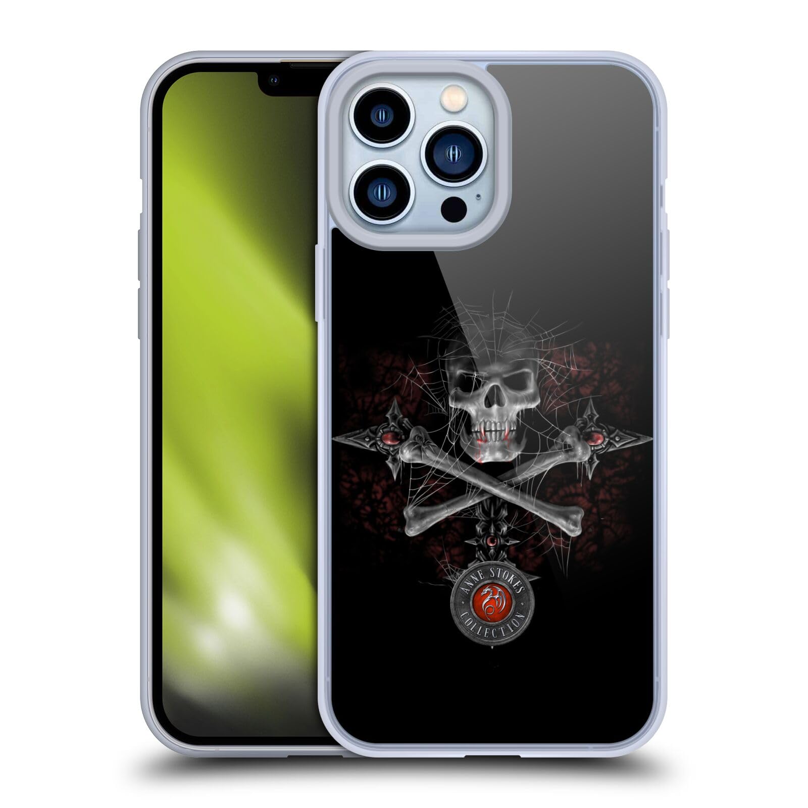 Anne Stokes Gothic Skull Tribal Soft Gel Case for iPhone 13 Pro Max - Officially Licensed Phone Cover by Head Case Designs | Perfect for Gothic Lovers, Halloween & Alternative Style Protection