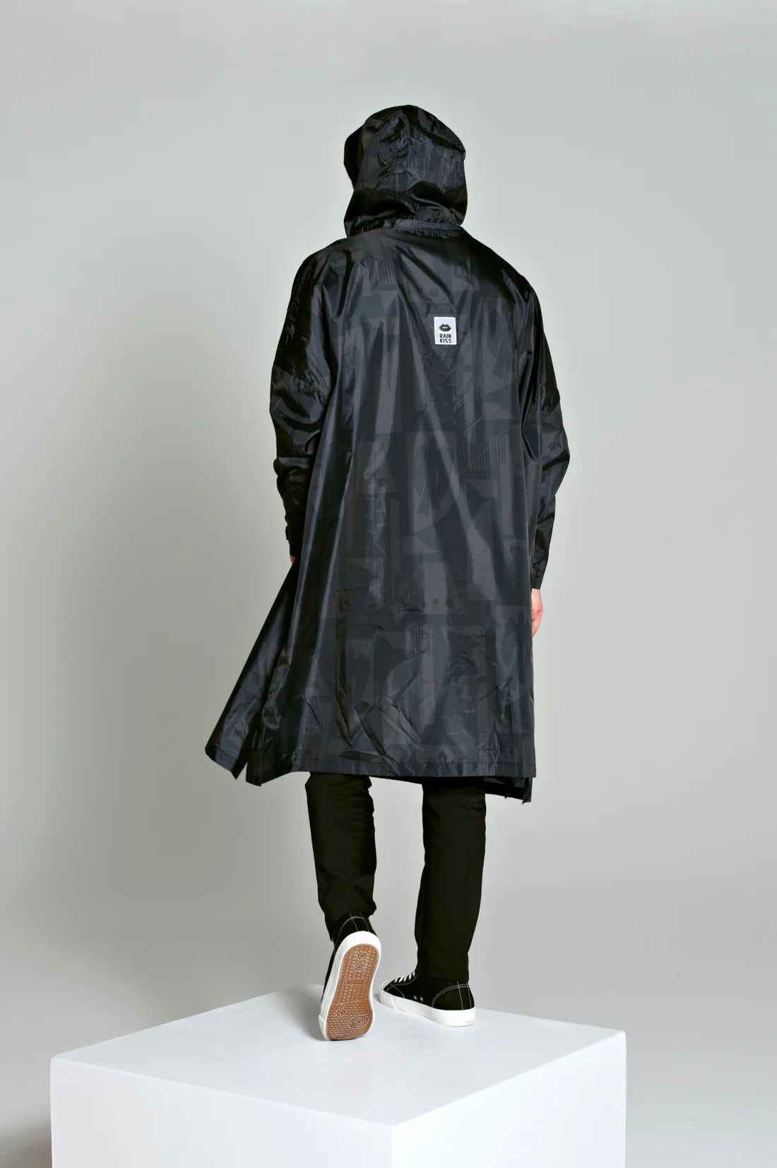 Waterproof Black Art Camo Rain Poncho - Lightweight & Packable for Outdoor Hiking, Camping & Emergency Use