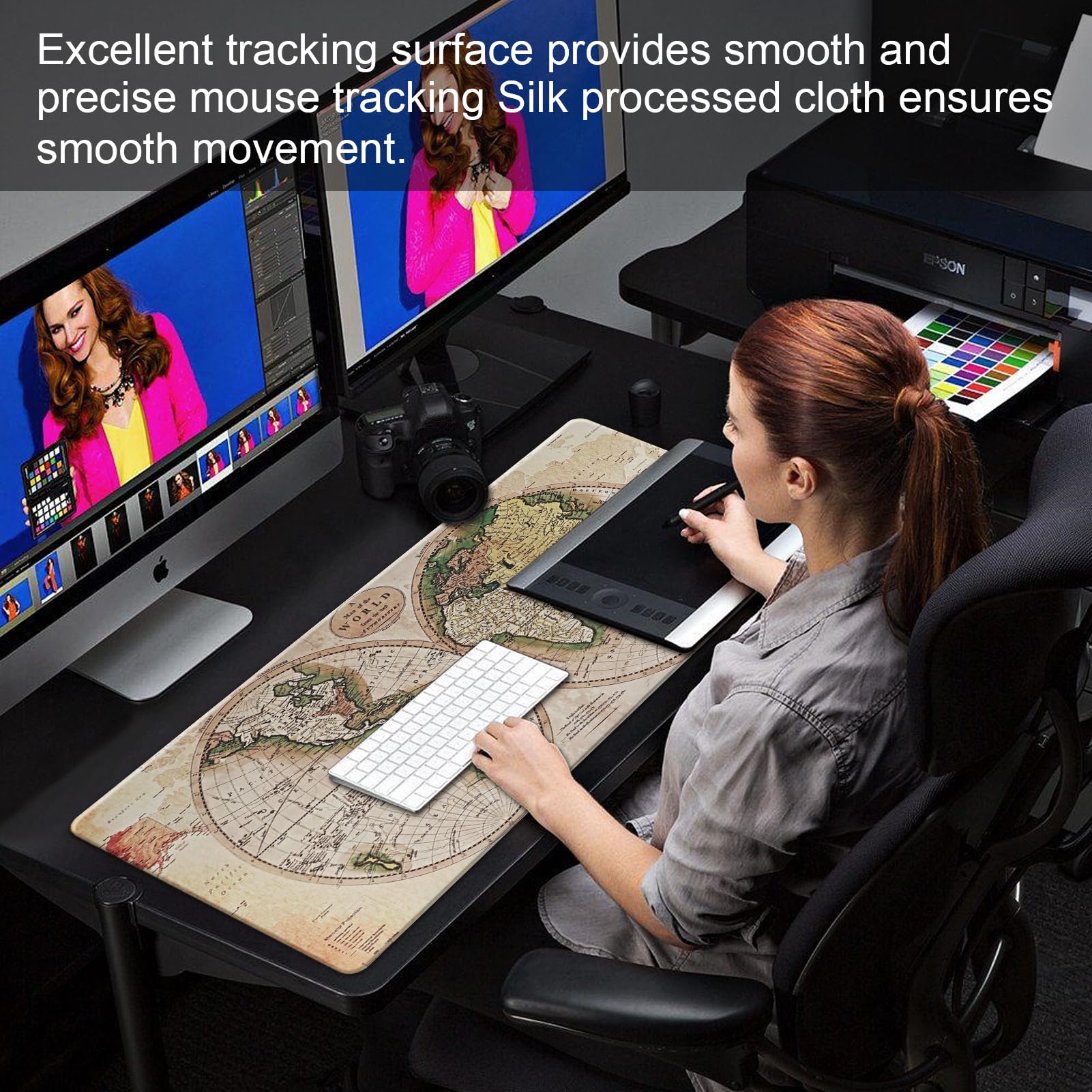 XXL Professional Gaming Mouse Pad - Extra Large Computer Desk Mat (35.4x15.7x0.1 Inches) with Non-Slip Rubber Base - Perfect for PC Gaming, Office Work & Home Use