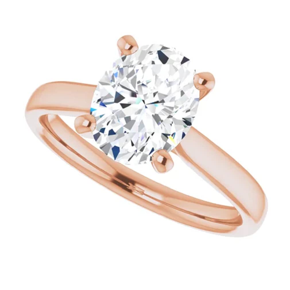 10K Solid Rose Gold Handmade Engagement Ring - 1.0 CT Oval Cut Moissanite Diamond Solitaire Wedding Band for Women | Proposal, Anniversary & Bridal Jewelry Gift | Perfect for Romantic Occasions & Special Moments
