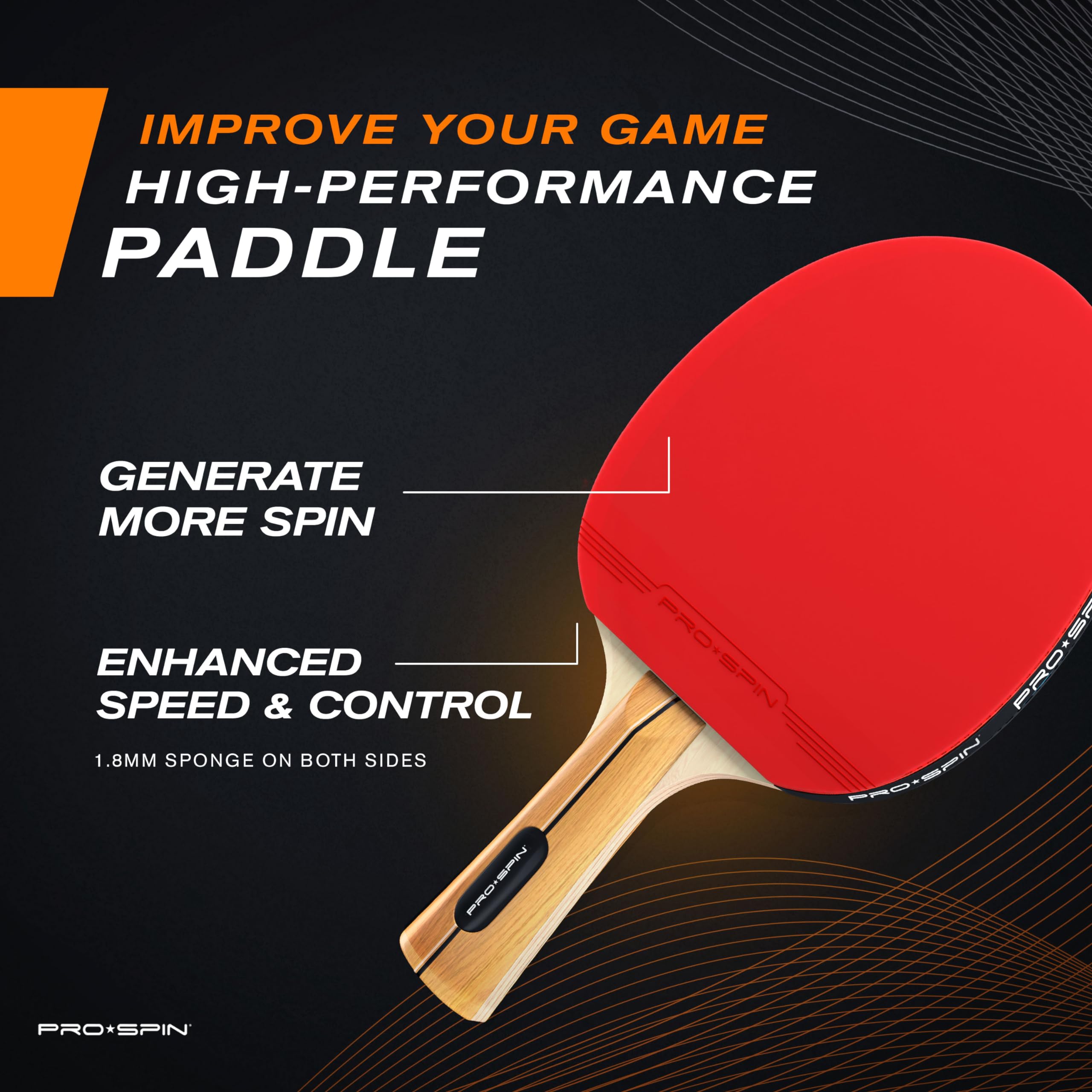 PRO SPIN Ping Pong Paddle - Professional Table Tennis Racket with High-Performance Rubber for Spin & Control | Indoor & Outdoor Play | Perfect for Training, Competition & Recreational Games (Single Paddle)