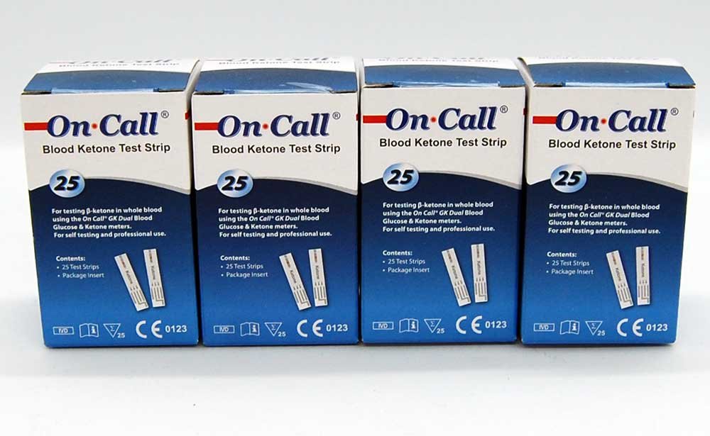4 x 25 Blood Ketone Test Strips for On Call Ketone Meter Monitor - Accurate Ketosis Testing for Diabetics & Keto Diet - Home Health Monitoring for Weight Loss & Diabetes Management