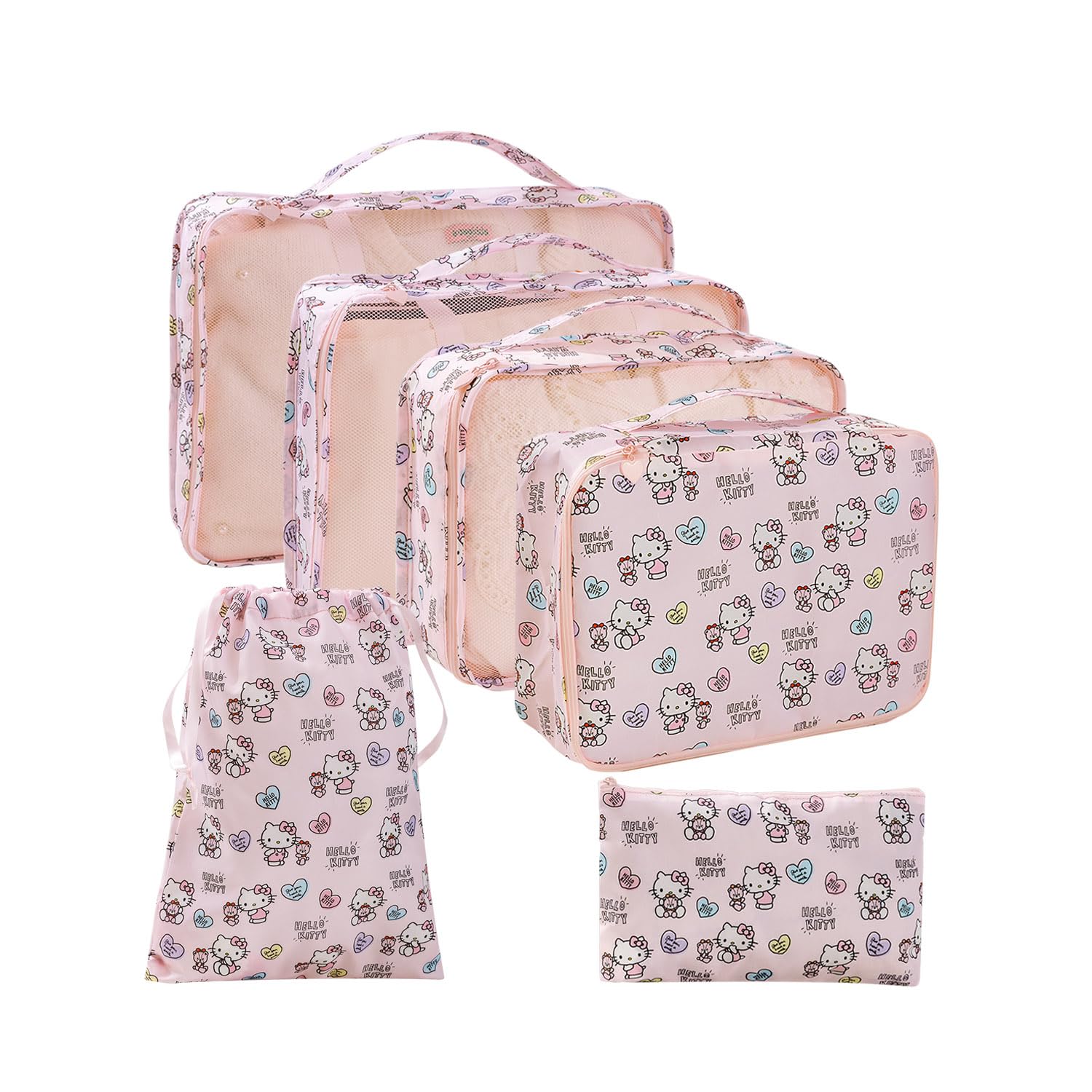AmBealla 6-Piece Travel Organizer Set - Waterproof Pink Twill Packing Cubes for Luggage & Suitcase | Perfect for Business Trips, Vacations & Women's Clothing Storage | Compact Travel Accessories for Organized Packing