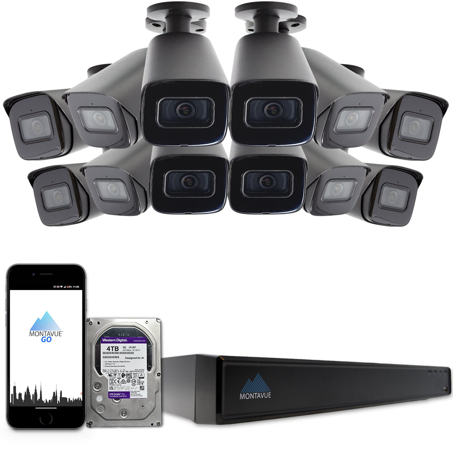 MTB8108 X Package - 8MP 4K SMD 4.0 Bullet Security Cameras & 16 Channel NVR System with 4TB HDD | Outdoor Surveillance, Home & Business Security Monitoring