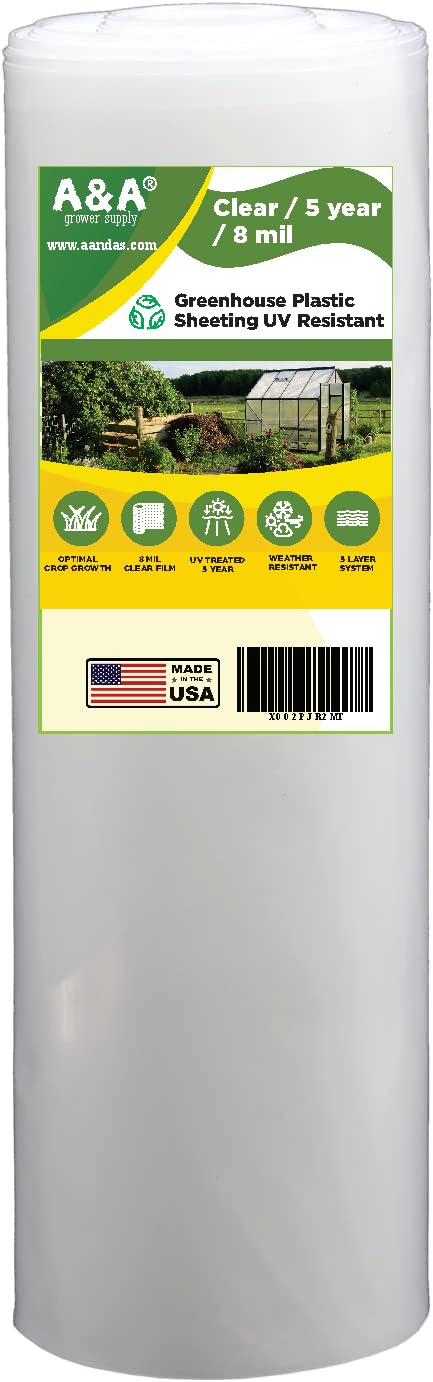 UV Resistant Clear Greenhouse Plastic Sheeting - 32 ft x 40 ft Polyethylene Film for Hoop Houses, Gardening, Farming & Agriculture | Durable Plant Cover for Year-Round Growing, Seed Starting & Crop Protection