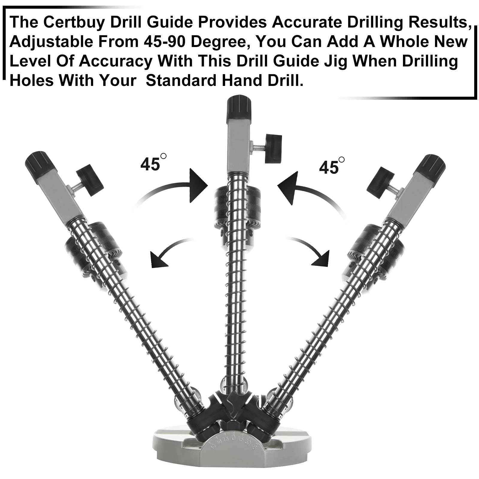 CertBuy Portable Drill Press for Hand Drill - Multi-Angle Drill Guide Attachment (1/4