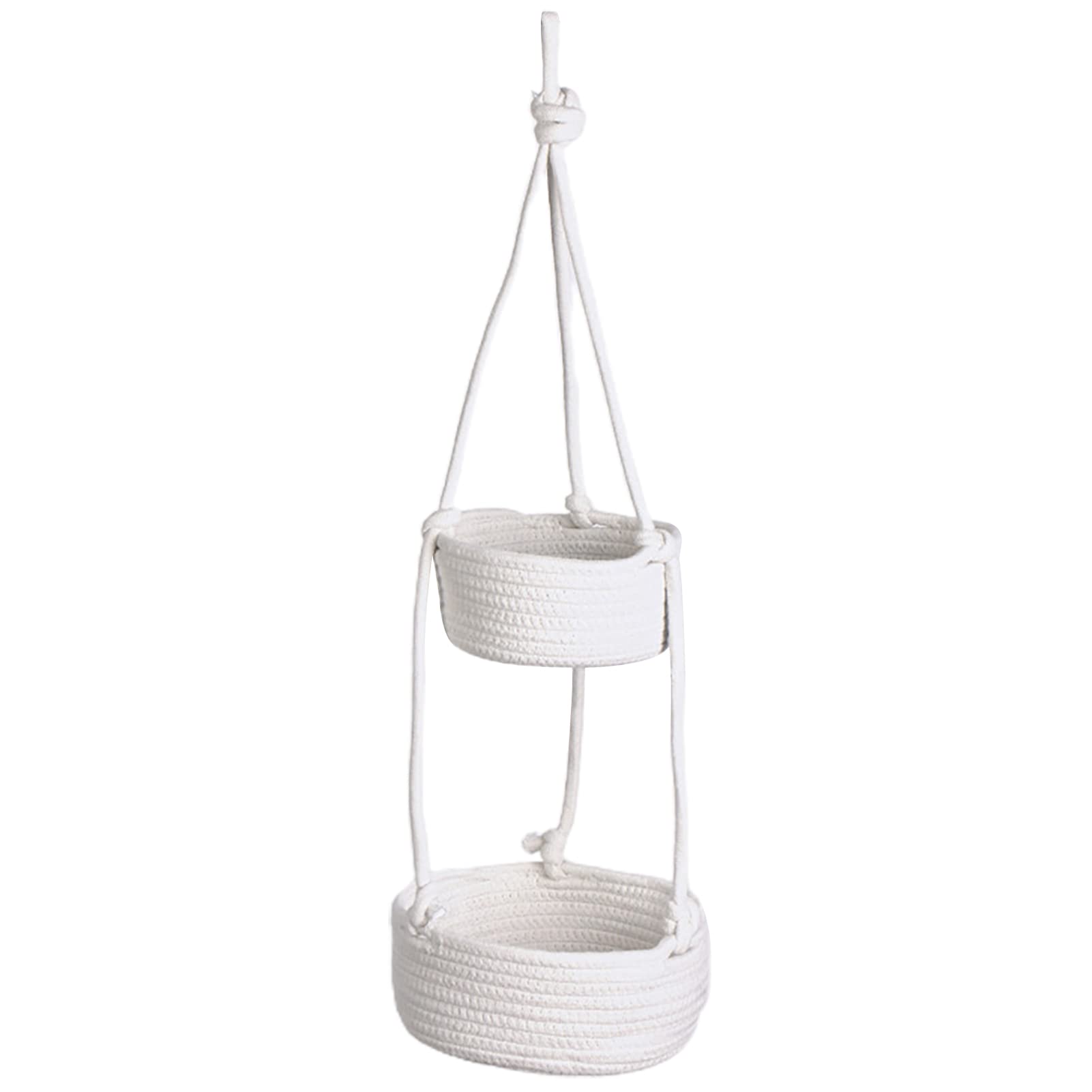 Durable Hand-Woven Cotton Hanging Storage Basket - Large Capacity Kitchen Organizer for Fruits, Vegetables & Home Essentials | Perfect for Pantry, Countertop & Wall Organization