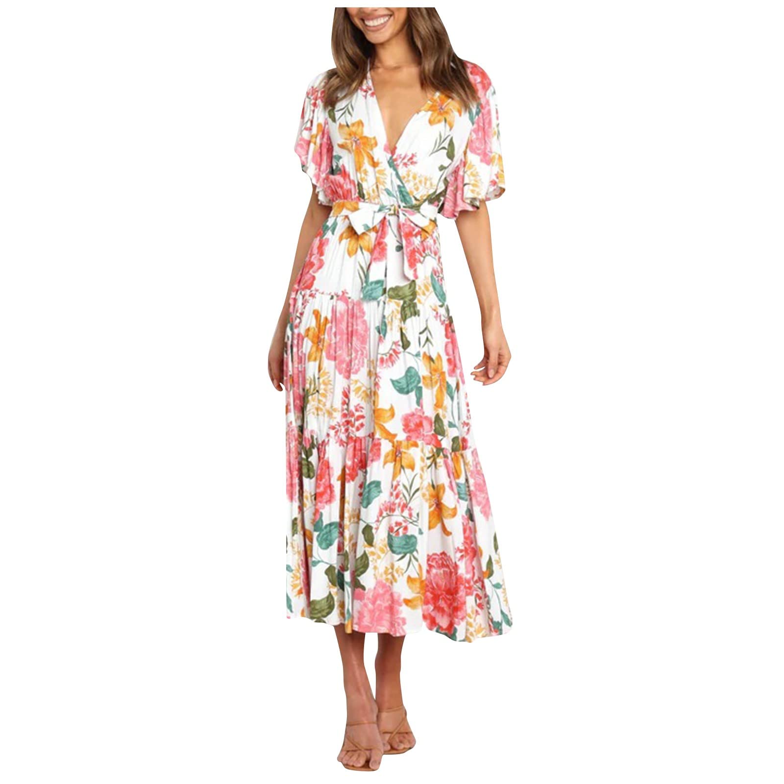 Plus Size Maternity Photoshoot Dress for Women - Business Casual Spring Sundress with Short Sleeves | Perfect for Pregnancy Photos, Baby Showers & Outdoor Events