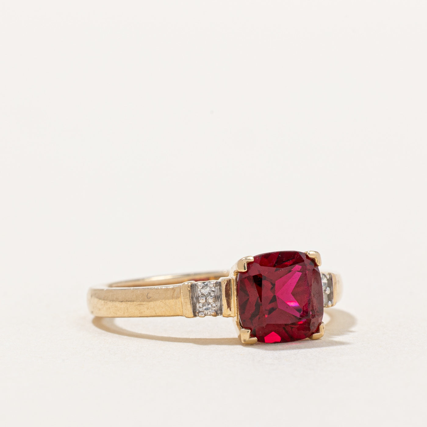 2.00ct Synthetic Ruby & 0.03ct Diamond Ring - Size 7.25 | Elegant Engagement, Anniversary & Wedding Jewelry Gift for Women