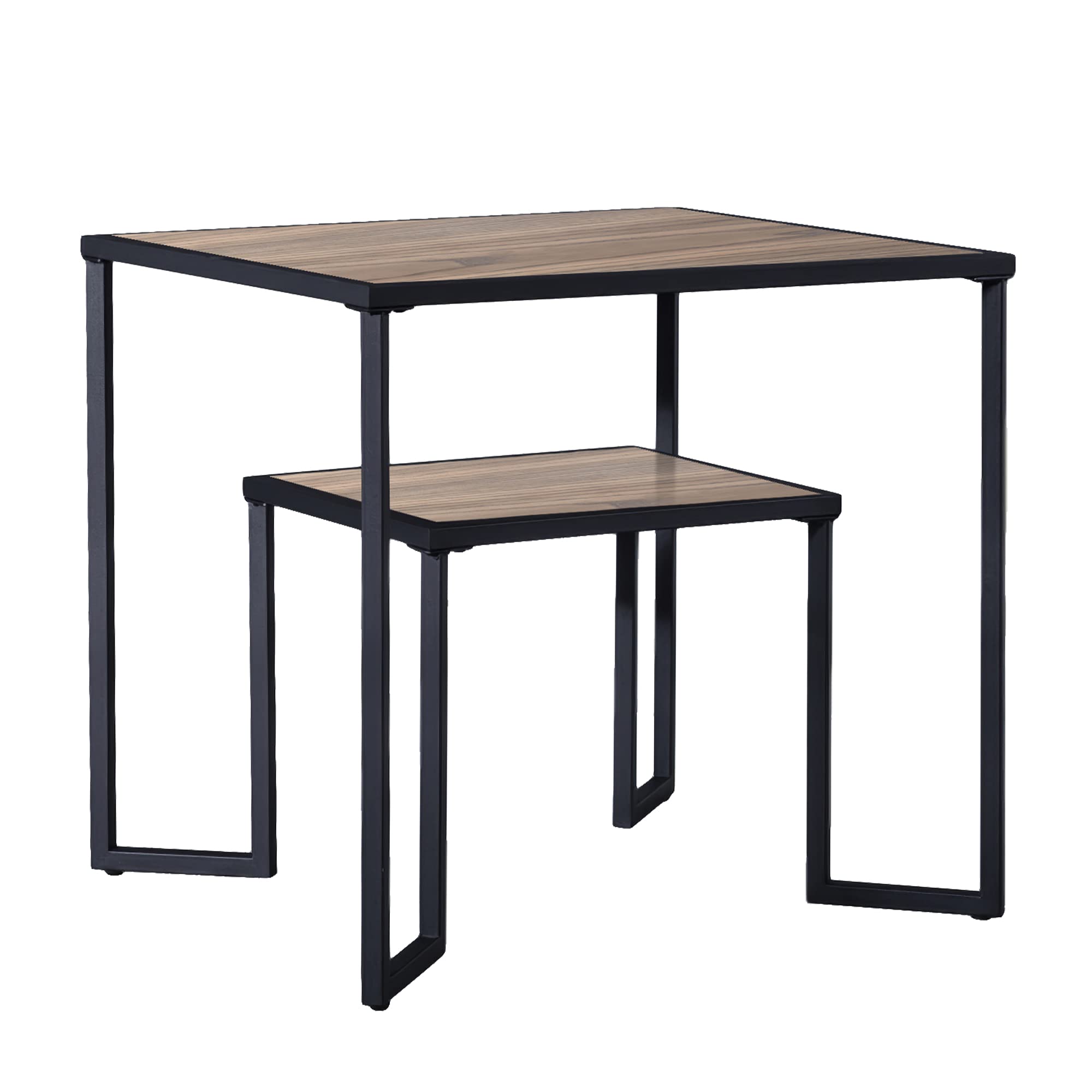 Dual Tier Coffee & Tea End Table - Small Square Nightstand with 2-Tier Wood Storage Shelf for Living Room, Bedroom & Office - Perfect Side Table for Coffee Cups, Books & Home Decor