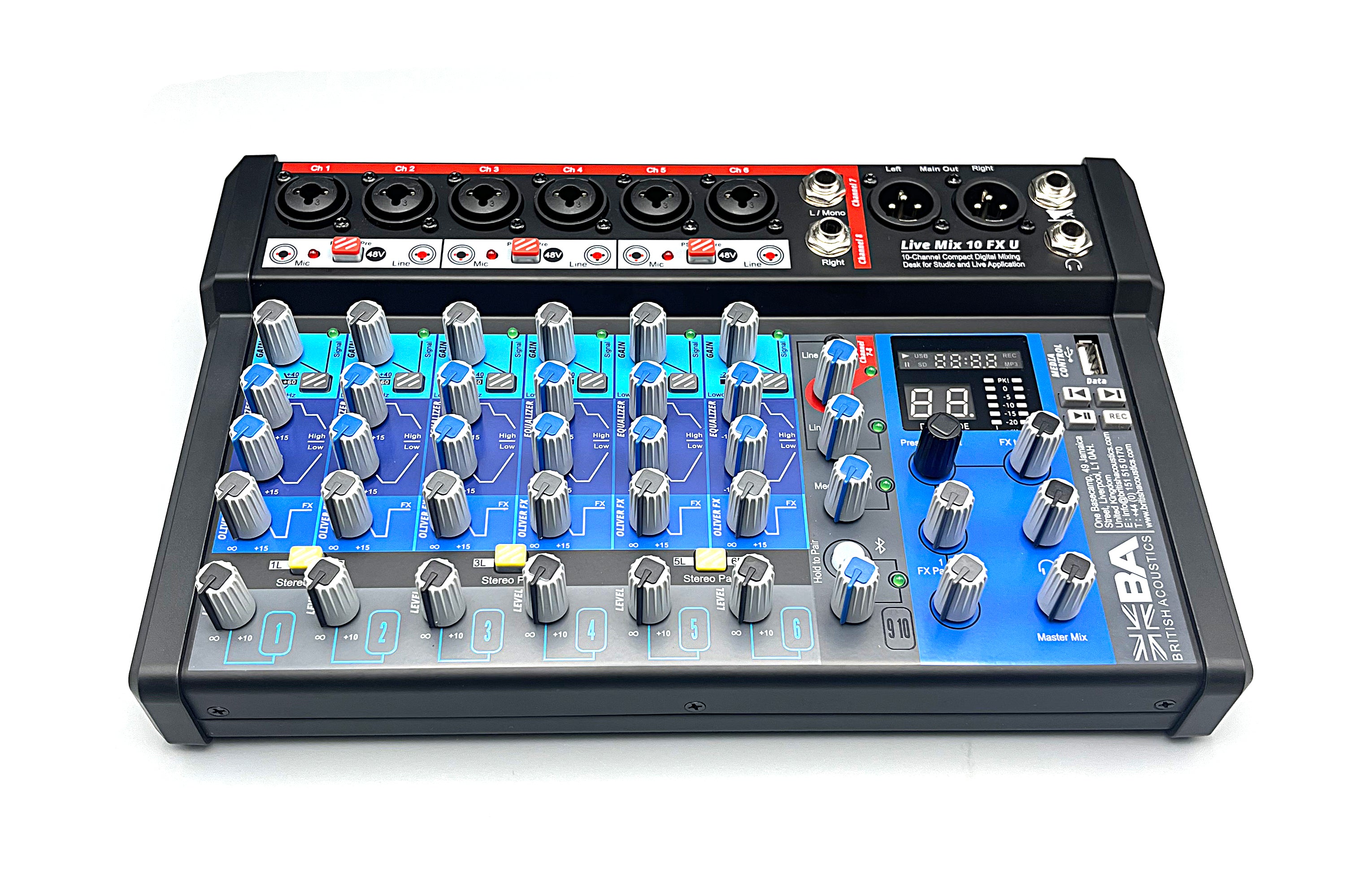 Livemix 10FXU Professional DJ Mixer Controller - High-Performance Audio Mixing for Live Performances & Music Production | Perfect for Clubs, Parties & Home Studios