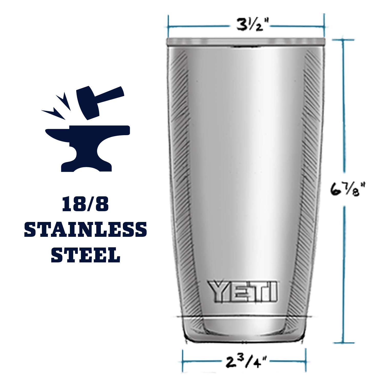 YETI Rambler 20 oz Stainless Steel Vacuum Insulated Tumbler with MagSlider Lid - Keeps Drinks Hot or Cold for Hours - Perfect for Coffee, Tea, Outdoor Adventures & Office Use