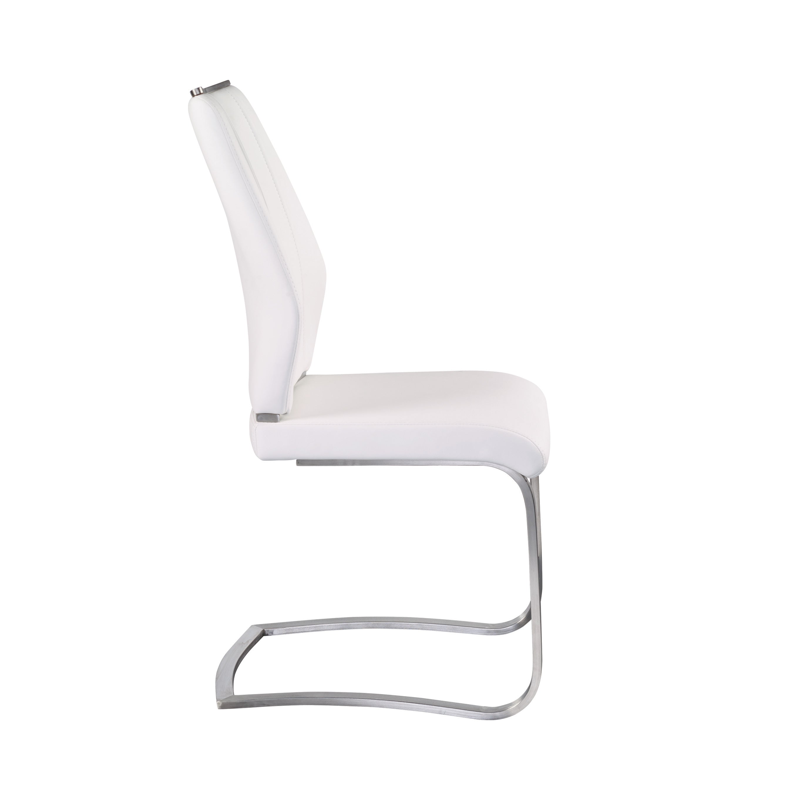 Lexington Side Leather Chair in Brushed Stainless Steel - Set of 2 Modern Dining Chairs for Home & Office | Perfect for Dining Rooms, Conference Tables & Lounge Areas