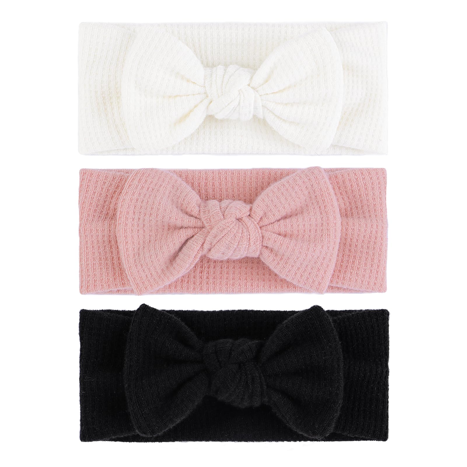 3Pcs Baby Girls Hairbands with Bows - Soft 4