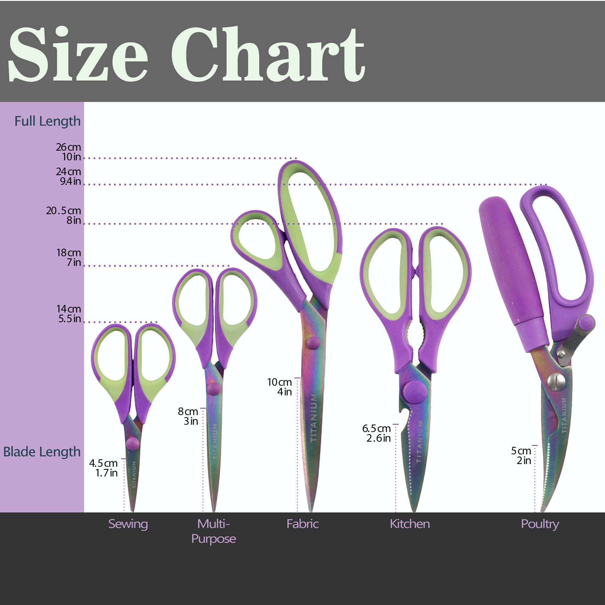 Premium 5-Piece Stainless Steel Scissors Set for Kitchen, Crafting & Office Use - 10 Pack Bulk - Perfect for Food Prep, DIY Projects, Paper Cutting & Gift Wrapping