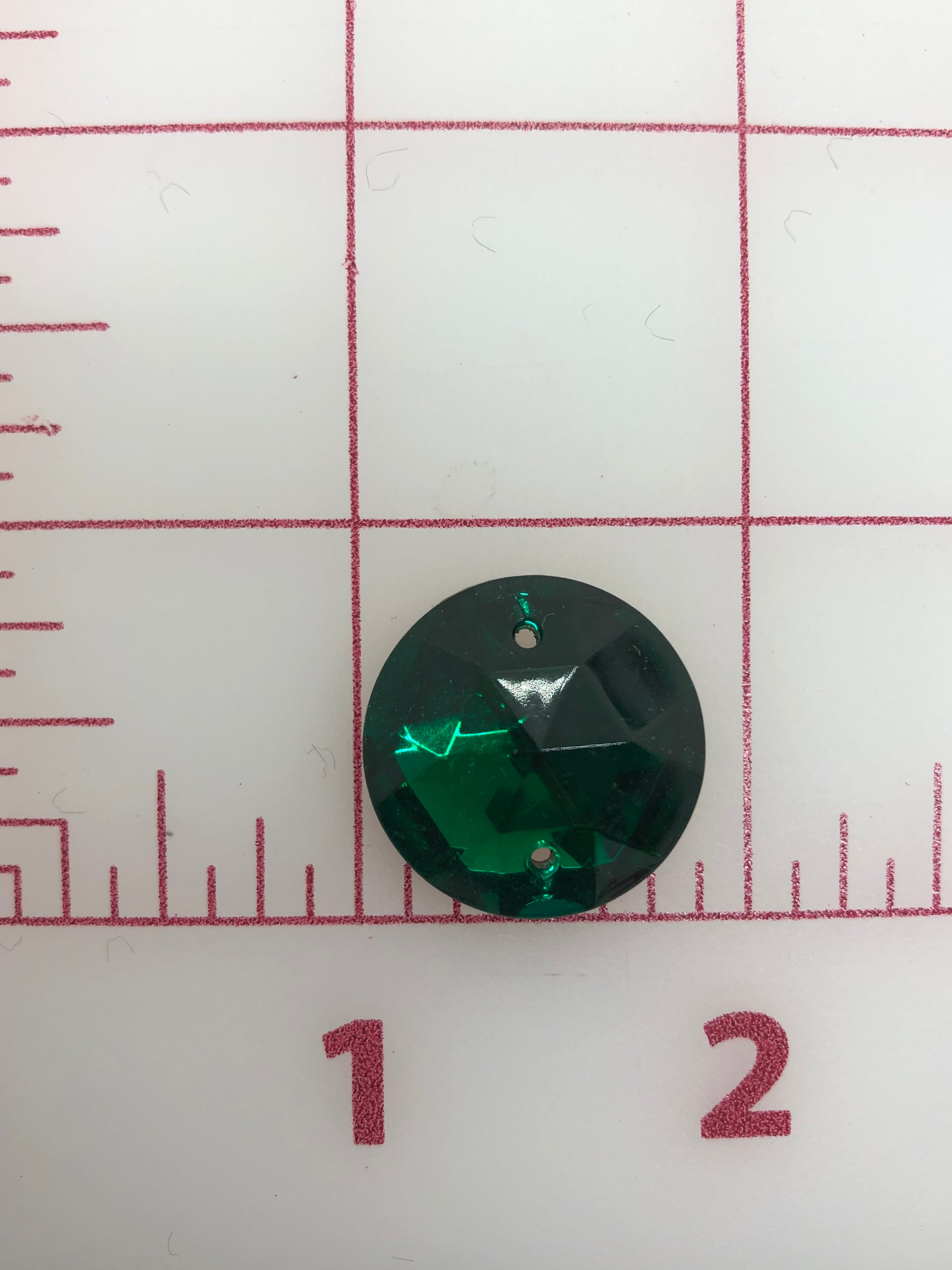 22mm Czech Emerald Round Sew On Rhinestones - 3 Pack for DIY Costumes, Bridal Dresses, and Craft Projects